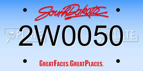 2W0050 South Dakota License Plate