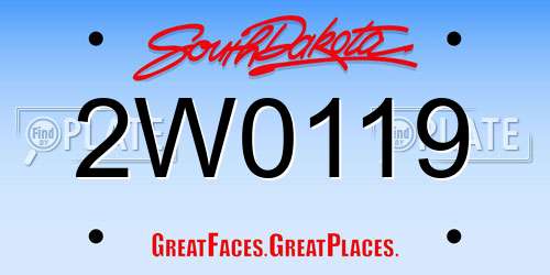 2W0119 South Dakota License Plate