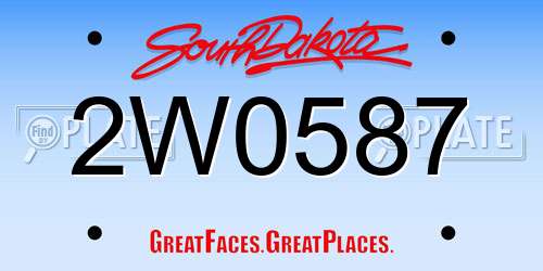 2W0587 South Dakota License Plate