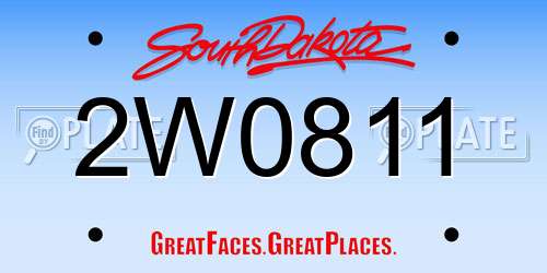 2W0811 South Dakota License Plate