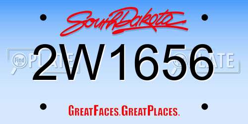 2W1656 South Dakota License Plate