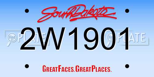 2W1901 South Dakota License Plate