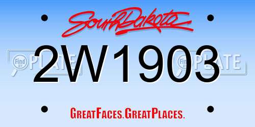 2W1903 South Dakota License Plate