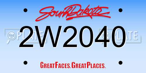2W2040 South Dakota License Plate