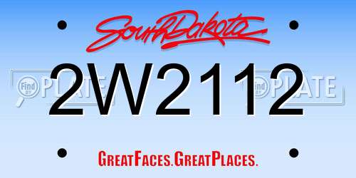 2W2112 South Dakota License Plate