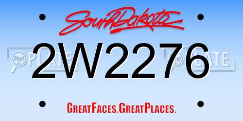 2W2276 South Dakota License Plate