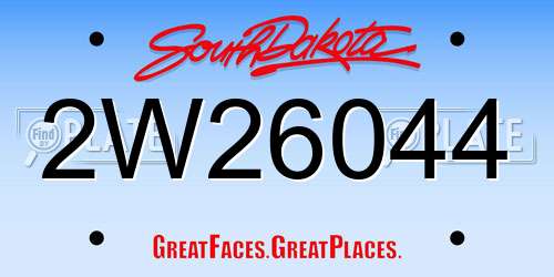 2W26044 South Dakota License Plate