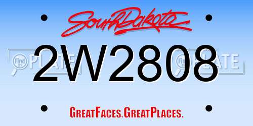 2W2808 South Dakota License Plate