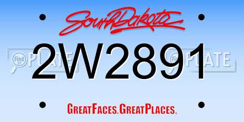 2W2891 South Dakota License Plate