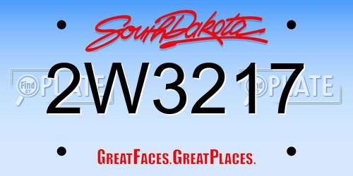 2W3217 South Dakota License Plate