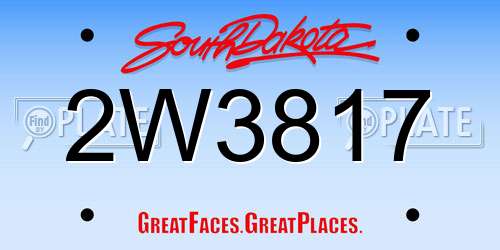 2W3817 South Dakota License Plate