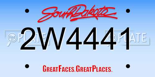 2W4441 South Dakota License Plate