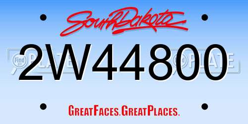 2W44800 South Dakota License Plate