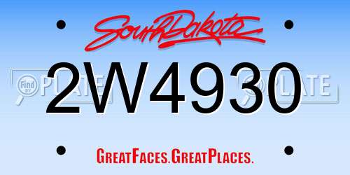 2W4930 South Dakota License Plate