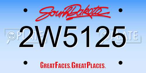 2W5125 South Dakota License Plate