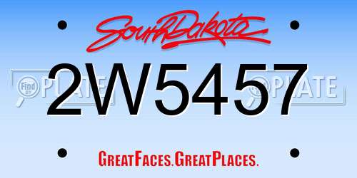 2W5457 South Dakota License Plate