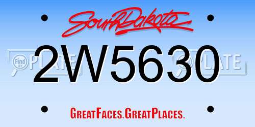 2W5630 South Dakota License Plate