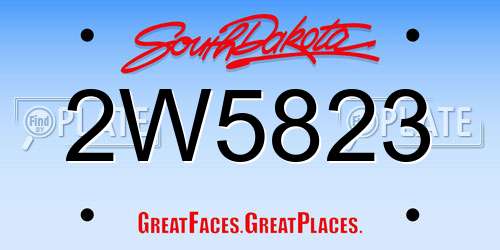 2W5823 South Dakota License Plate
