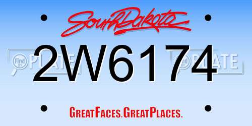 2W6174 South Dakota License Plate