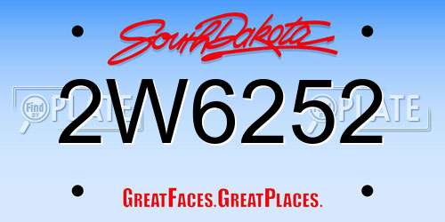 2W6252 South Dakota License Plate