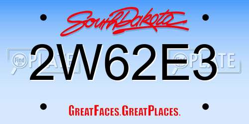2W62E3 South Dakota License Plate
