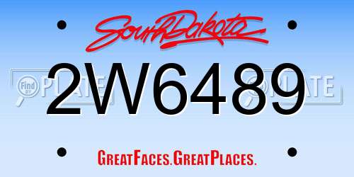 2W6489 South Dakota License Plate