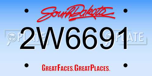 2W6691 South Dakota License Plate