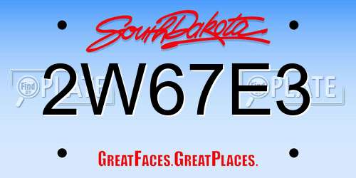 2W67E3 South Dakota License Plate