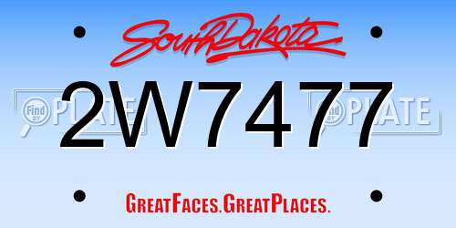 2W7477 South Dakota License Plate