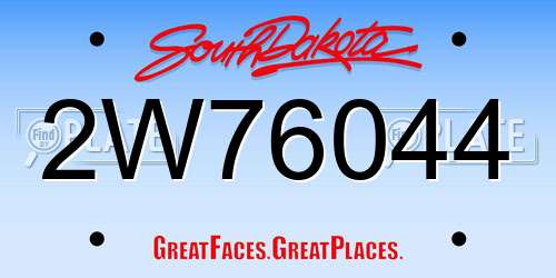2W76044 South Dakota License Plate