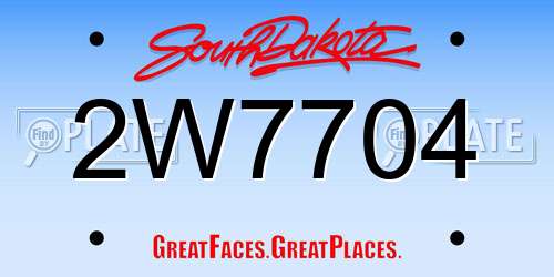 2W7704 South Dakota License Plate