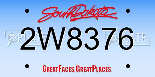 2W8376 South Dakota License Plate