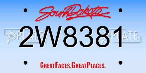 2W8381 South Dakota License Plate
