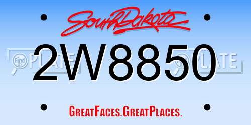 2W8850 South Dakota License Plate