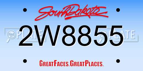 2W8855 South Dakota License Plate