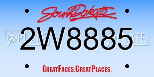 2W8885 South Dakota License Plate