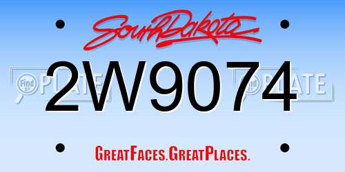2W9074 South Dakota License Plate