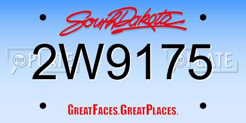 2W9175 South Dakota License Plate