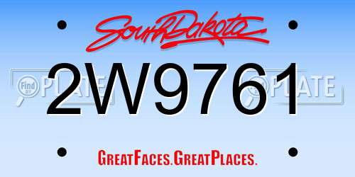 2W9761 South Dakota License Plate