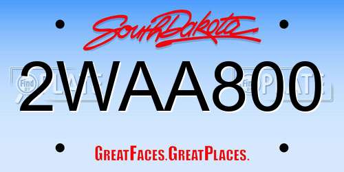 2WAA800 South Dakota License Plate