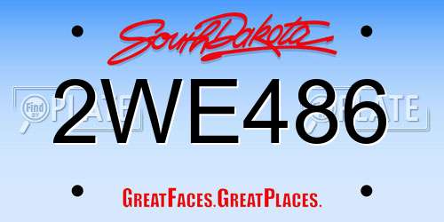 2WE486 South Dakota License Plate