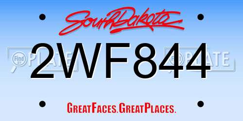 2WF844 South Dakota License Plate