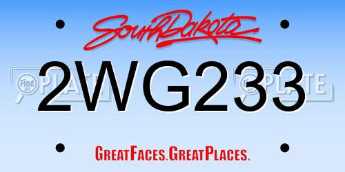2WG233 South Dakota License Plate