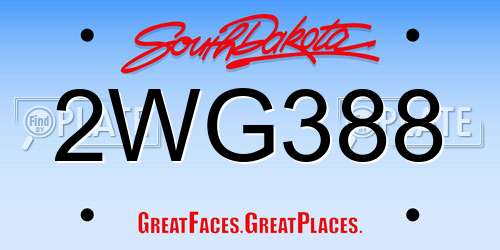2WG388 South Dakota License Plate