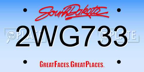 2WG733 South Dakota License Plate
