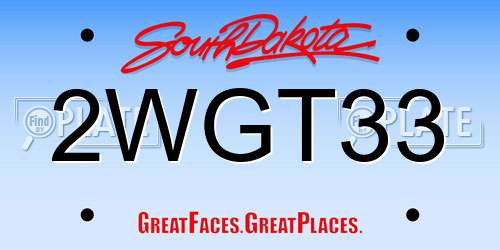 2WGT33 South Dakota License Plate