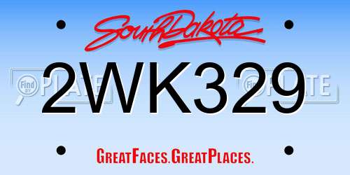 2WK329 South Dakota License Plate