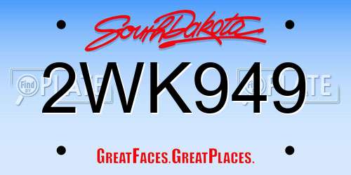 2WK949 South Dakota License Plate