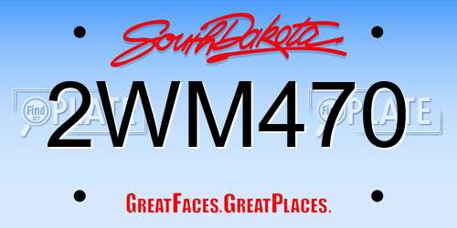 2WM470 South Dakota License Plate