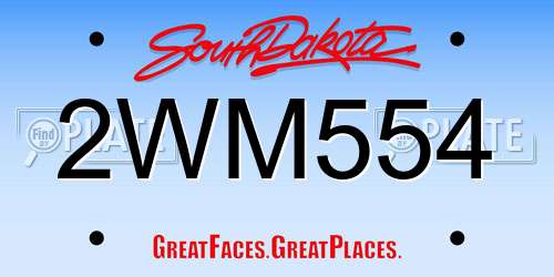 2WM554 South Dakota License Plate